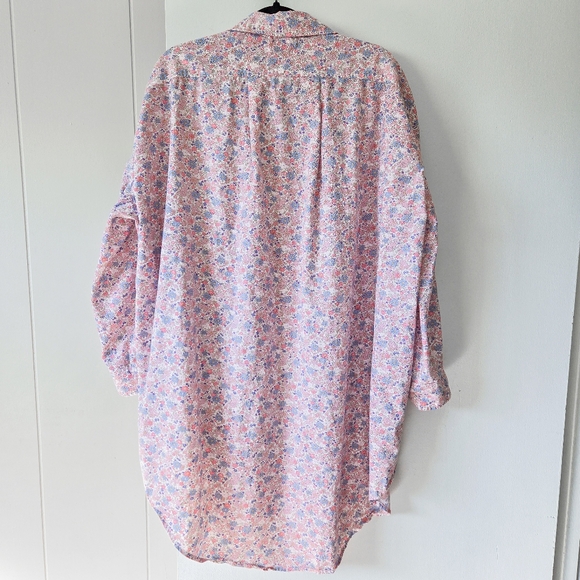 CJLA Barbara Floral Button Up Shirt Dress Pink and Blue Size Large Button Mini - Picture 7 of 13